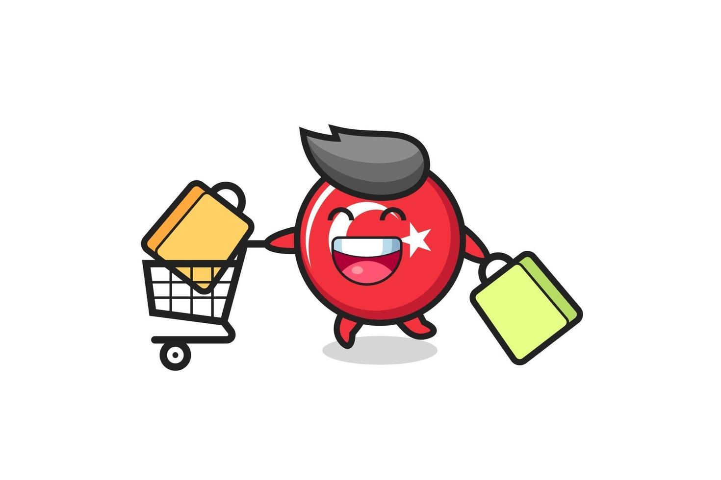 zwarte vrijdag illustratie met schattige turkije vlag badge mascotte vector