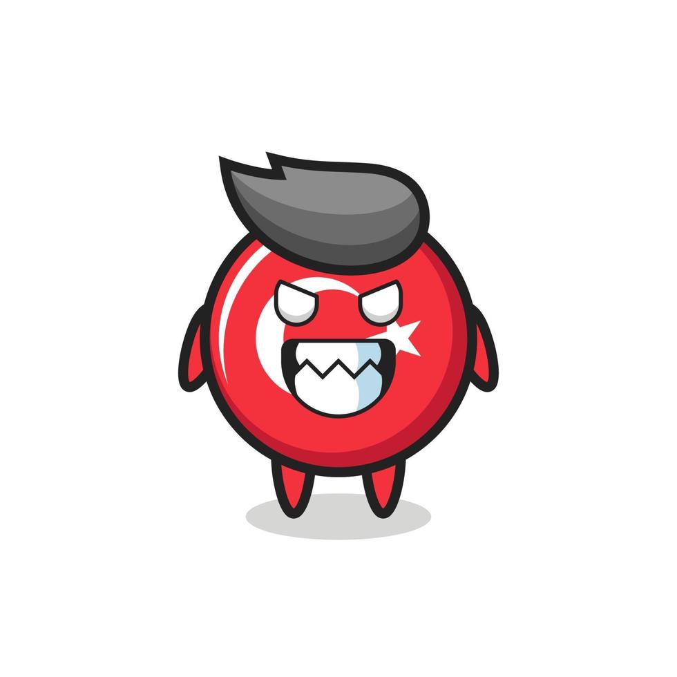 kwade uitdrukking van de turkije vlag badge schattig mascotte karakter vector