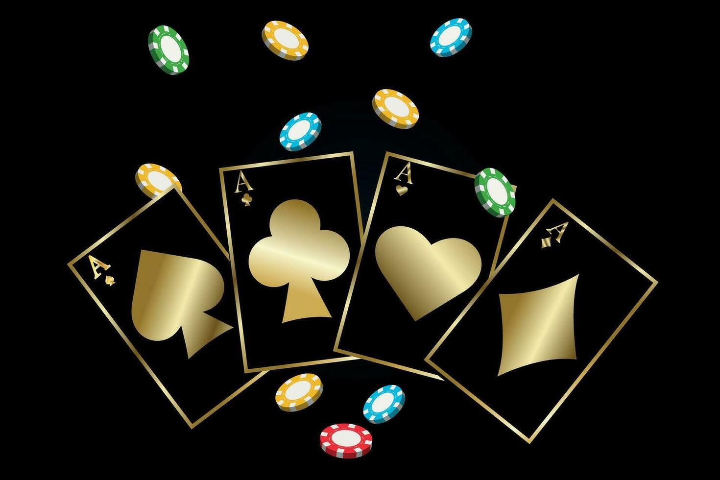 spelen kaarten en chips. casino chips voor poker combinaties, Munten voor gokken, voor roulette en poker. het gokken concept. vector