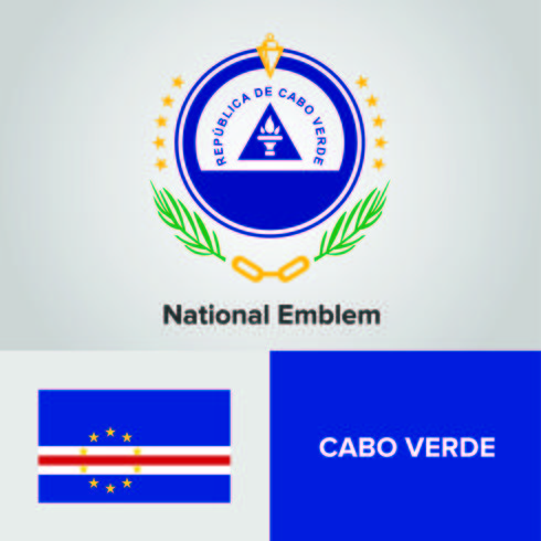 Cabo Verde National Emblem, kaart en vlag vector
