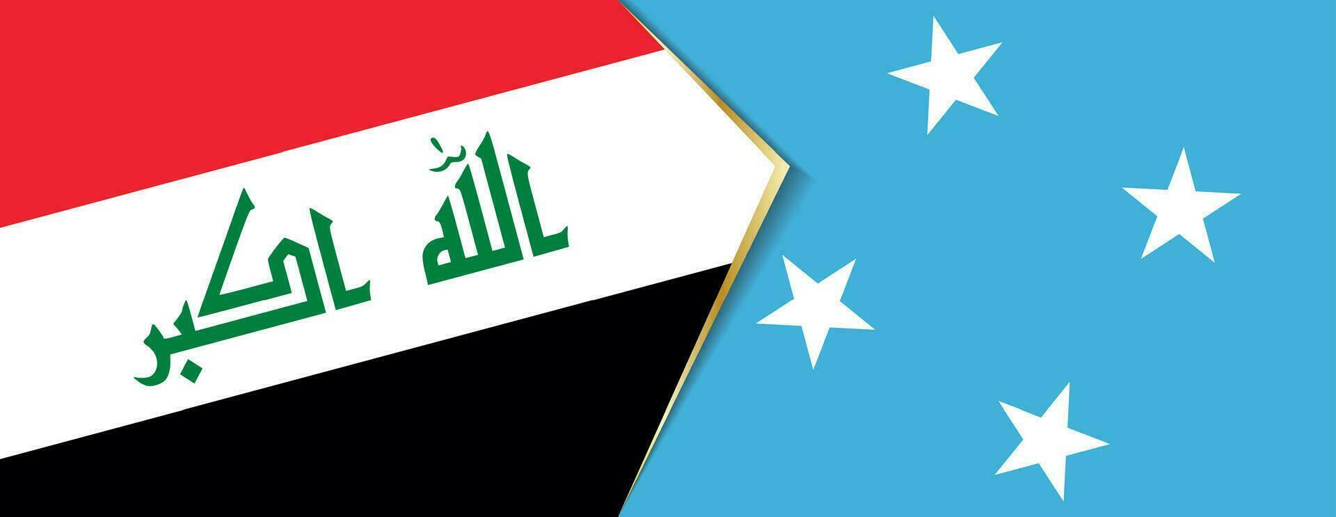 Irak en Micronesië vlaggen, twee vector vlaggen.