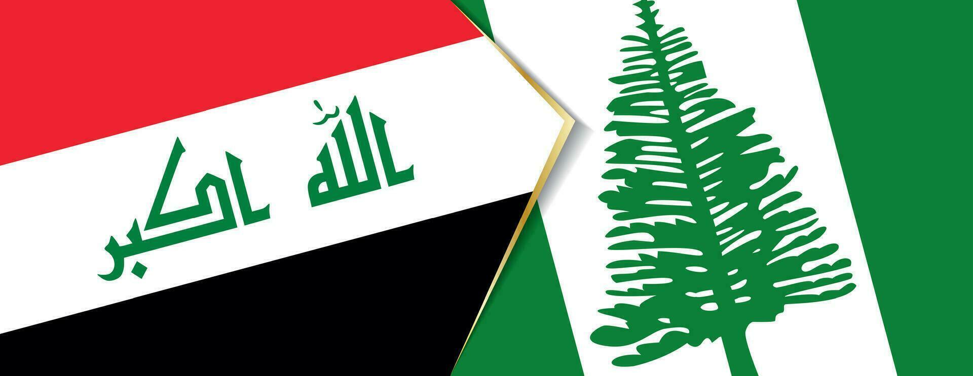 Irak en norfolk eiland vlaggen, twee vector vlaggen.