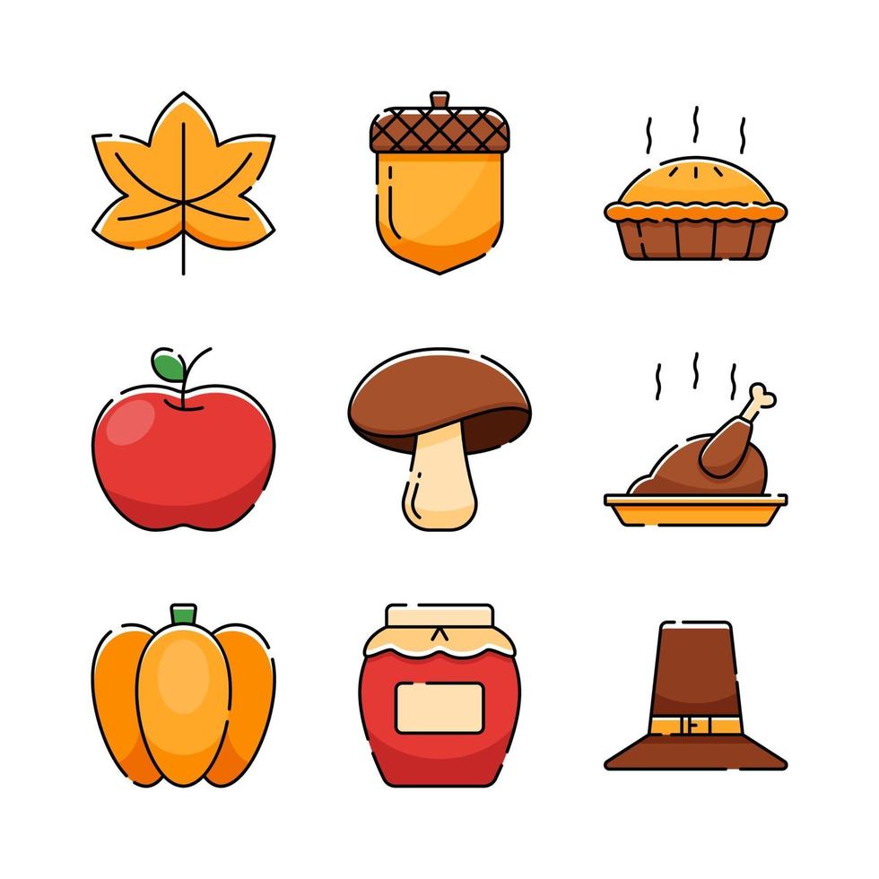 Thanksgiving icon set collectie vector