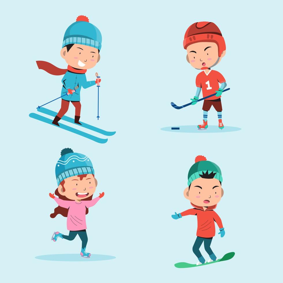 verzameling wintersportkarakters vector