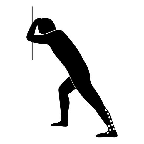 Stretching Exercise Icon om tweelingspier uit te rekken. vector