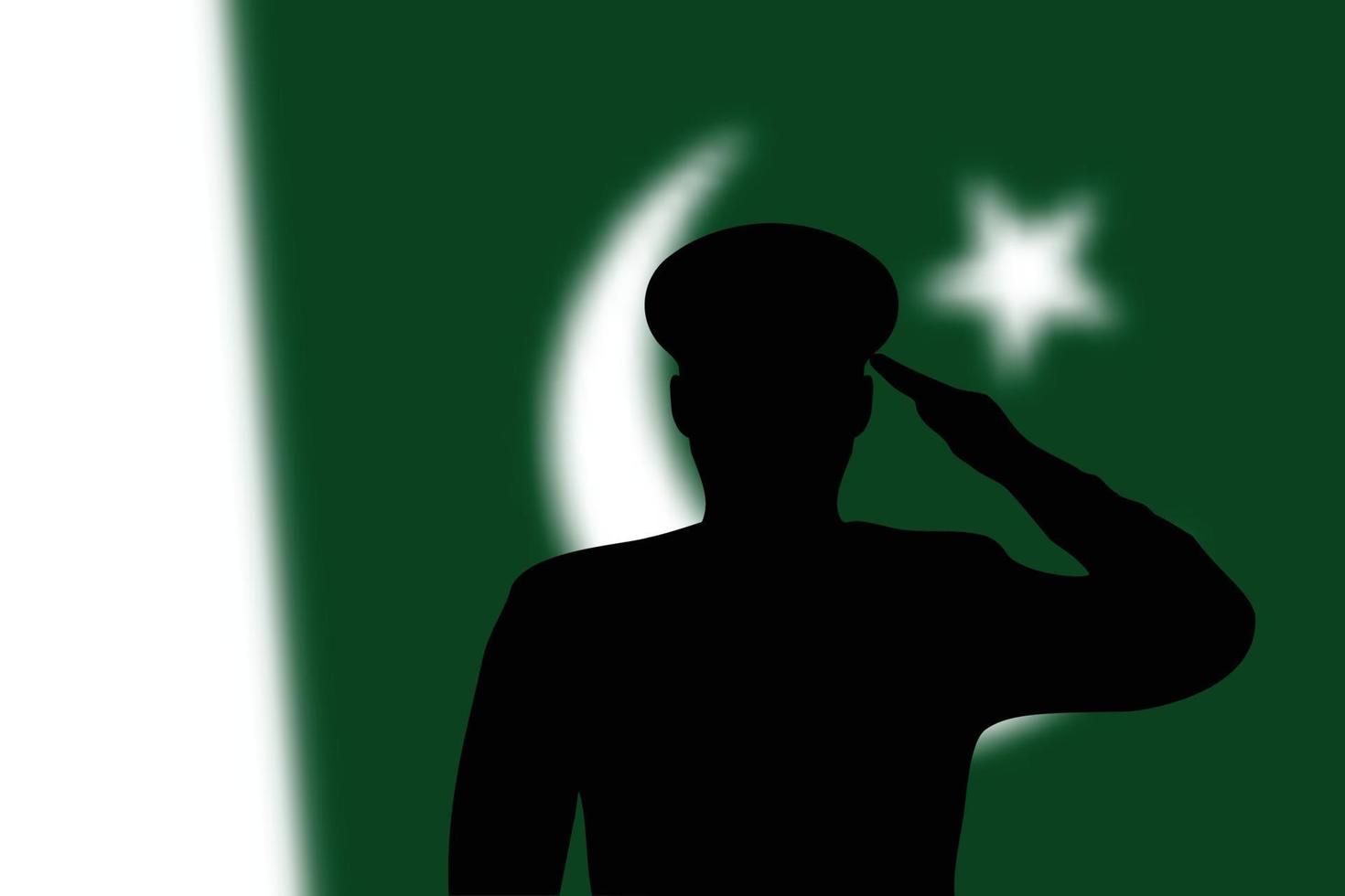 soldeer silhouet op wazige achtergrond met vlag van pakistan. vector