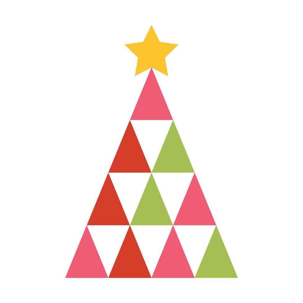 meetkundig Kerstmis boom vector illustratie Aan wit achtergrond. vrolijk Kerstmis en gelukkig nieuw jaar groet kaart sjabloon.