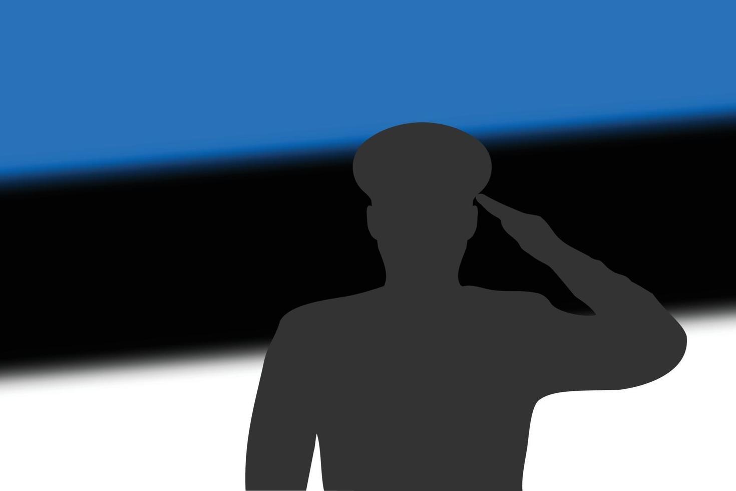 soldeer silhouet op wazige achtergrond met Estland vlag. vector