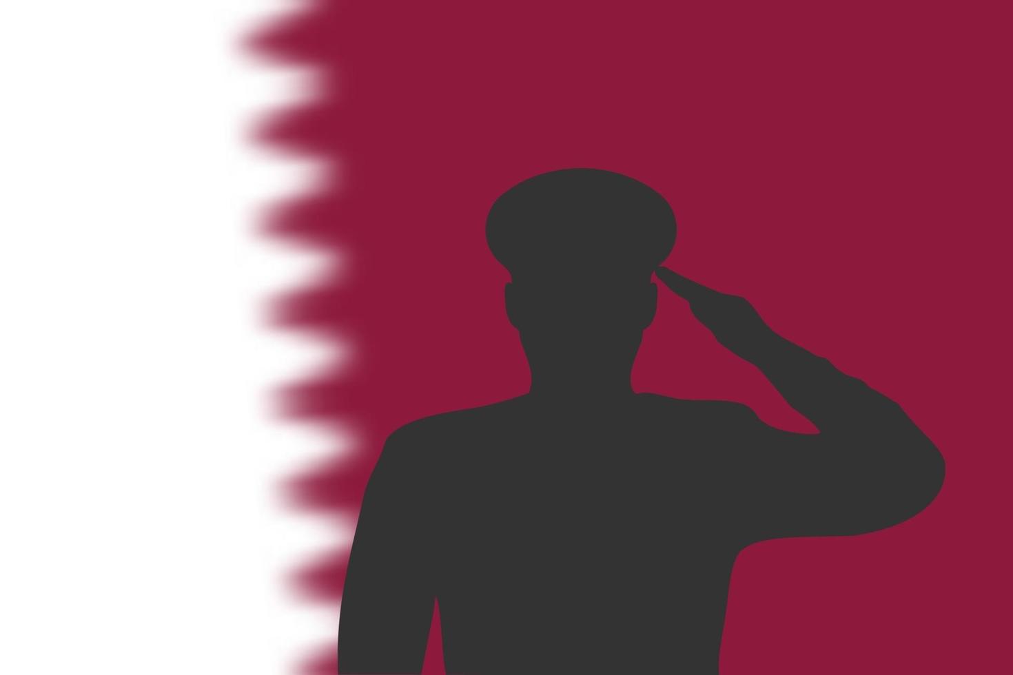 soldeer silhouet op wazige achtergrond met qatar vlag. vector