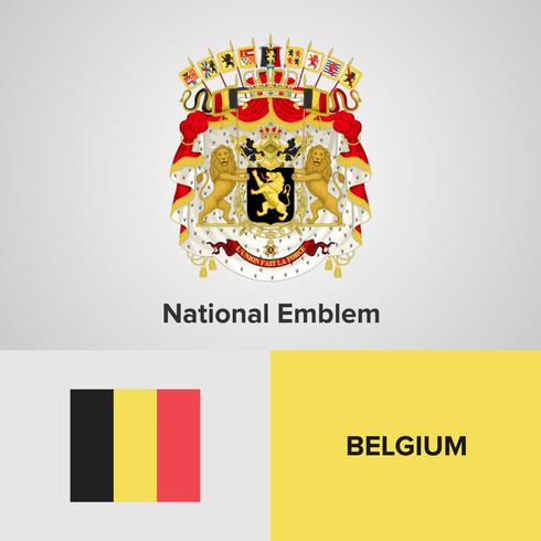 België Nationaal embleem, kaart en vlag vector