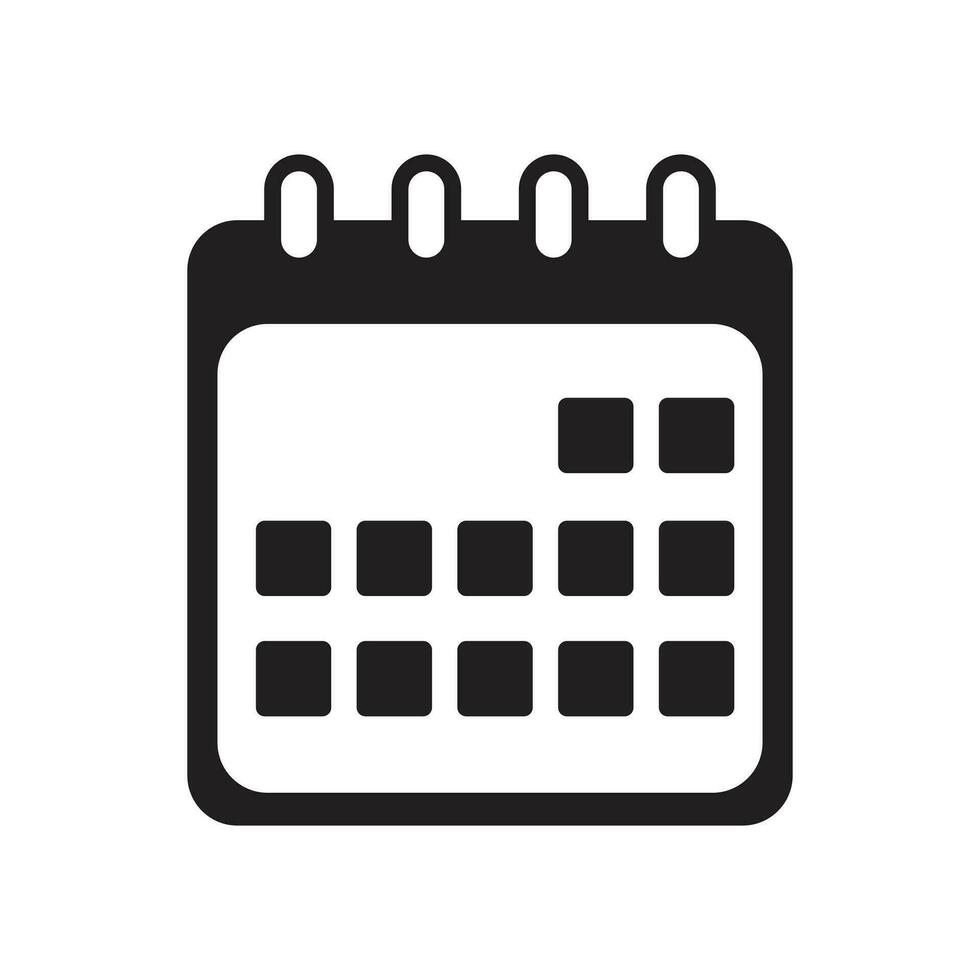 kalender agenda vector icoon in een vlak stijl met een wit achtergrond en een geïsoleerd kalender datum begrip