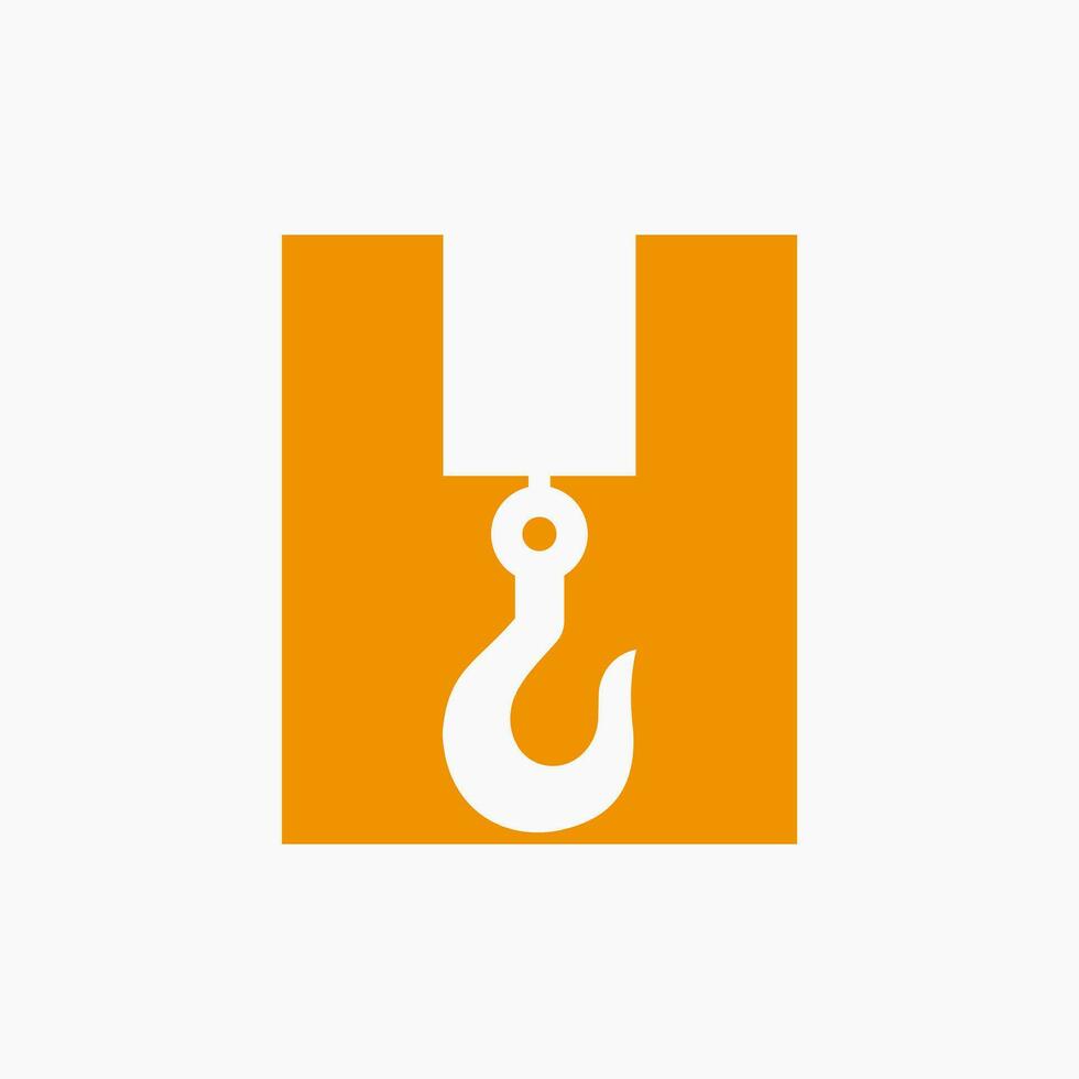 brief h kraan symbool voor bouw logo teken vector