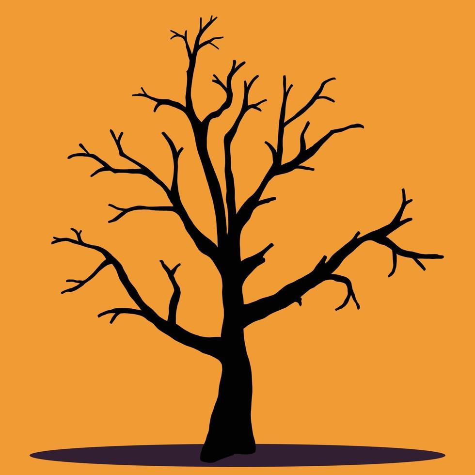 eenvoud halloween dode boom uit de vrije hand tekenen silhouet vector