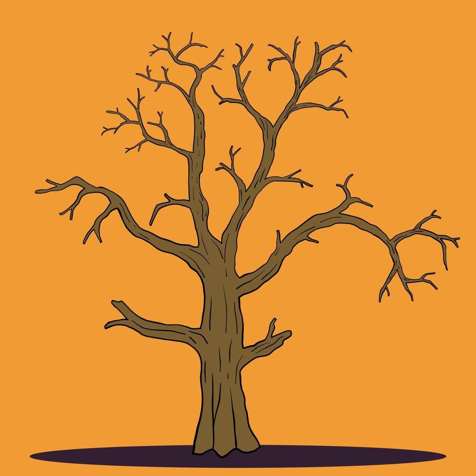 eenvoud halloween dode boom tekenen uit de vrije hand vector