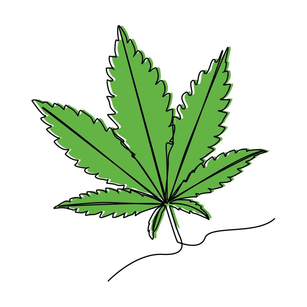 ononderbroken lijn cannabisbladeren vector