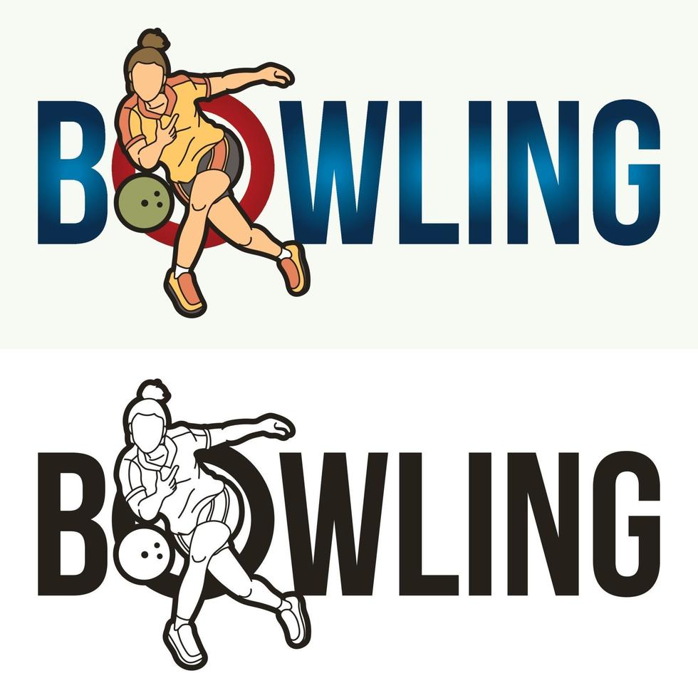 bowlingbrieftekst met vrouwelijke sportspelers vector