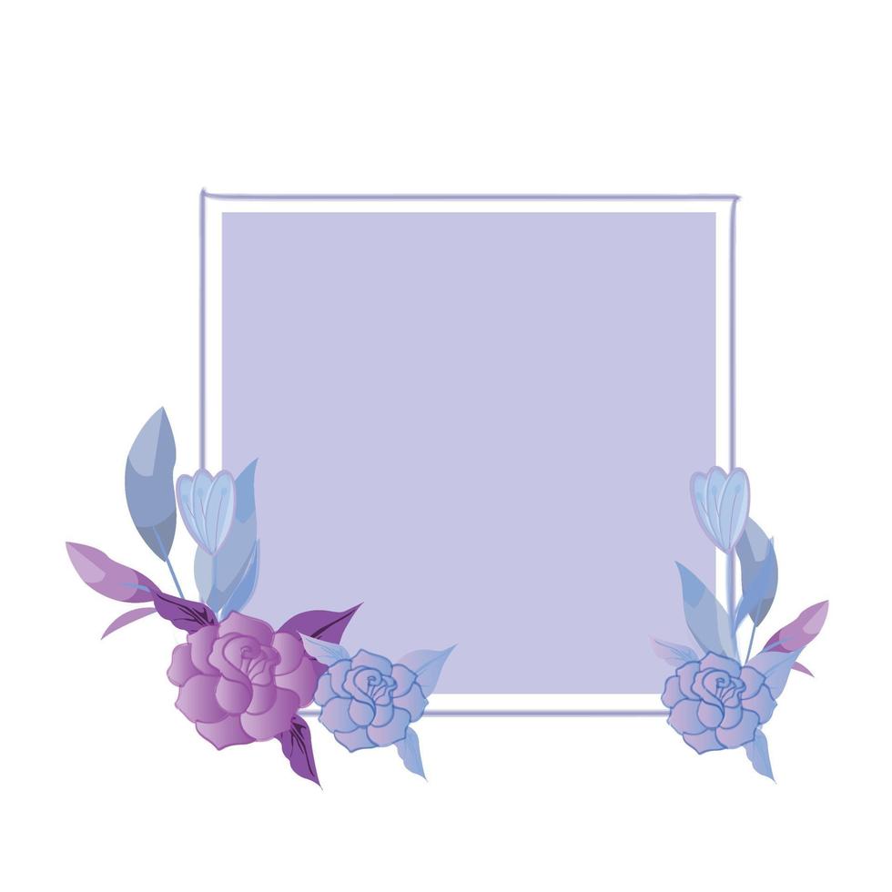 mooie frameachtergrond met bloemen zacht paars vector