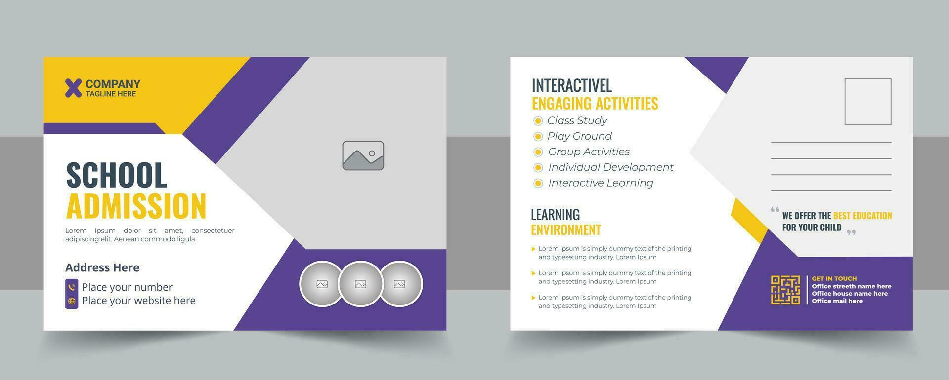 kinderen terug naar school- onderwijs toelating ansichtkaart sjabloon. modern professioneel school- toelating ansichtkaart sjabloon lay-out vector