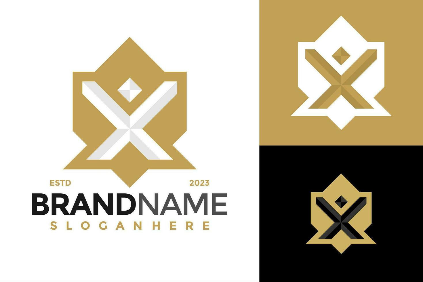 brief X schild bewaker logo ontwerp vector symbool icoon illustratie