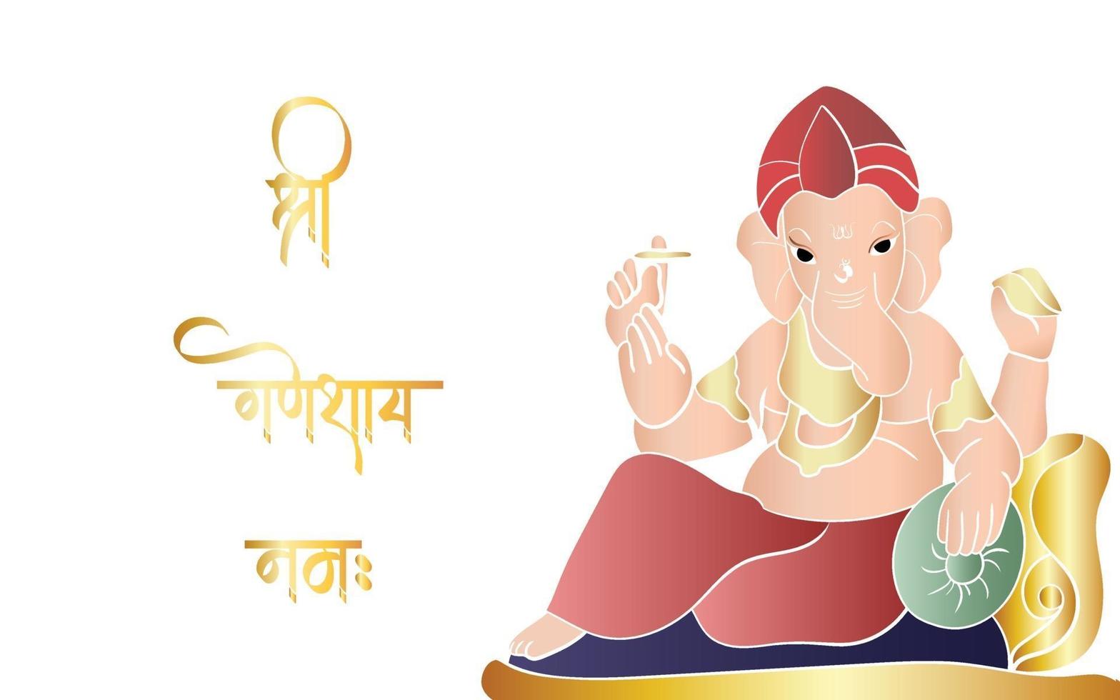 hand getrokken ganpati vectorillustratie, gelukkig ganesh chaturthi. vector