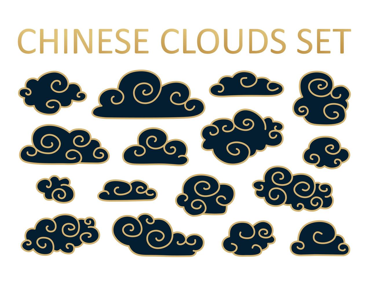 Aziatische wolkenset. vector collectie van wolken in chinese stijl