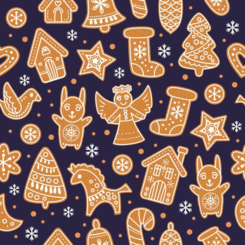 peperkoek peperkoek koekjes patroon. Kerstmis naadloos vector