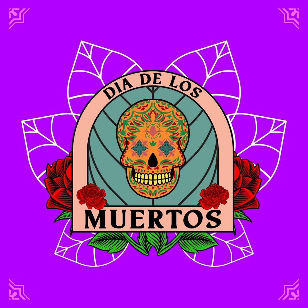 decoratieve schedel hoofd dag van de dode mexico illustratie vector