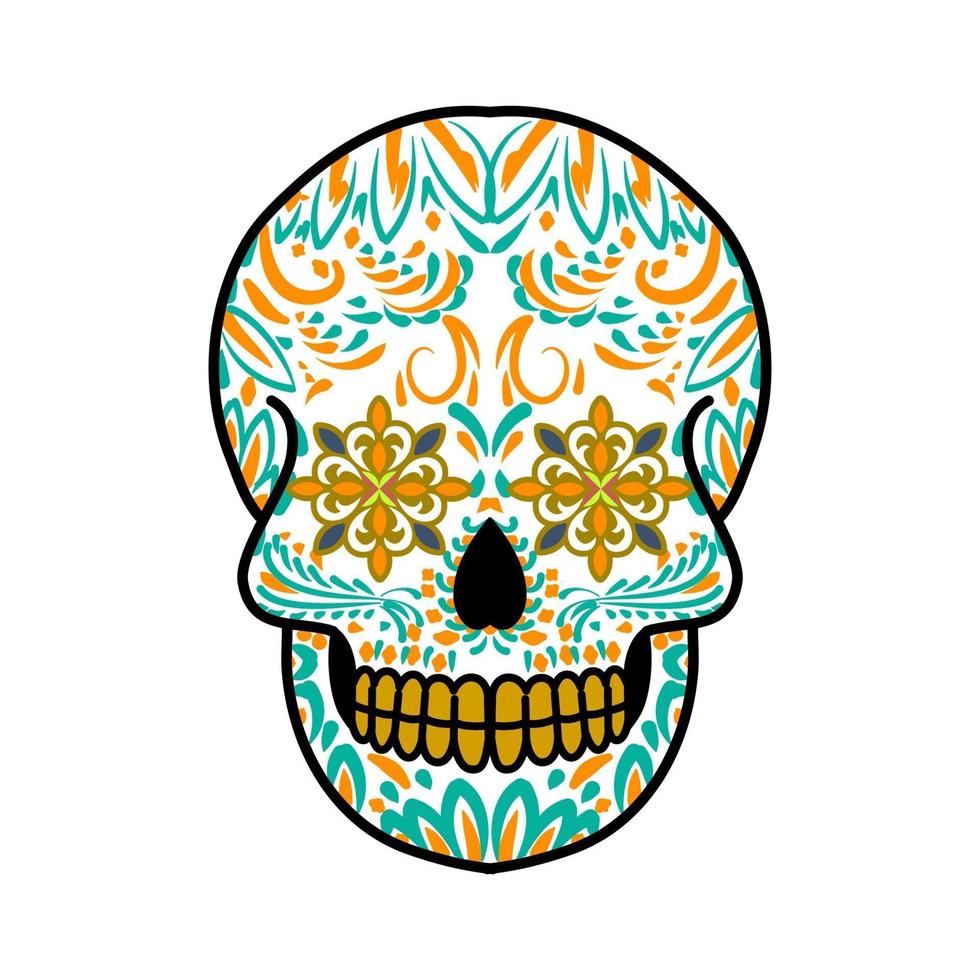 decoratieve schedel hoofd dag van de dode mexico illustratie vector