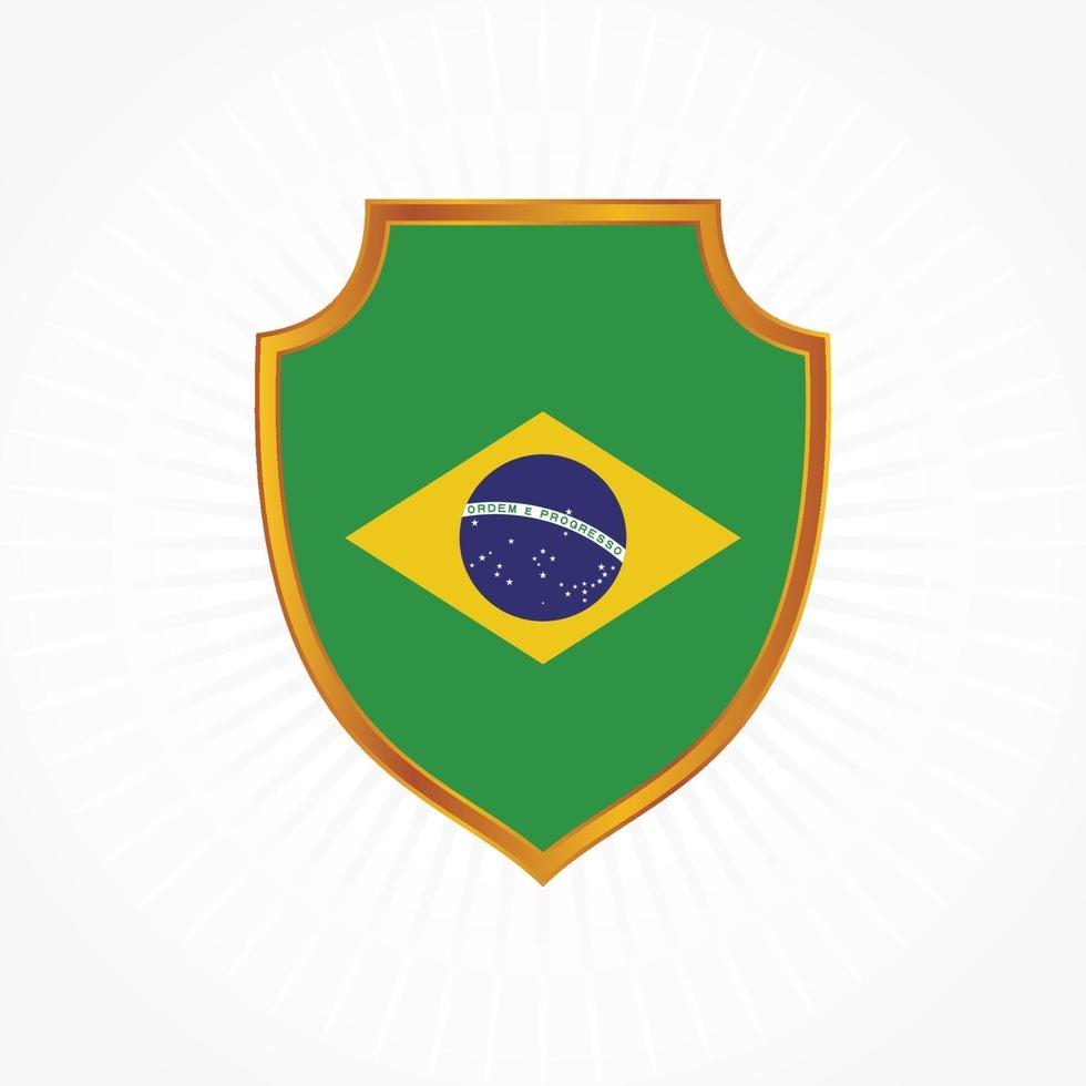 braziliaanse vlag vector met schild frame