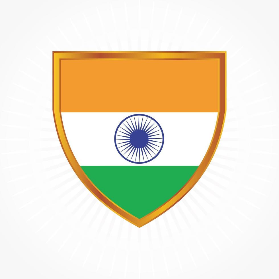indiase vlag vector met schild frame