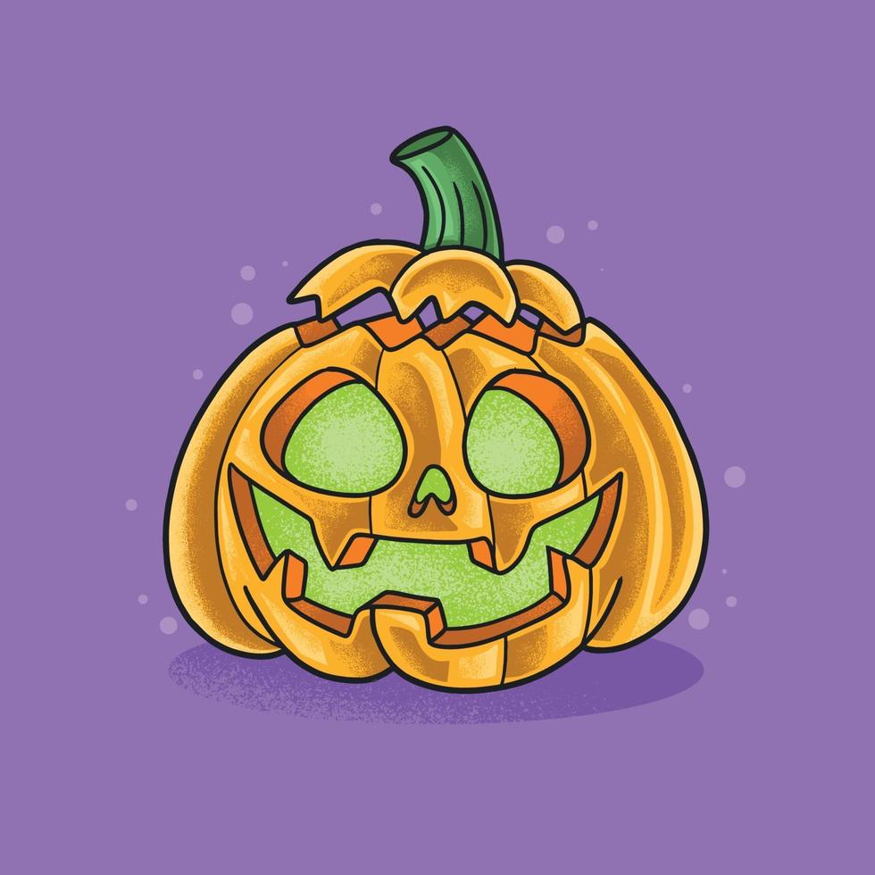 leuke halloween pompoen illustratie grunge stijl vector