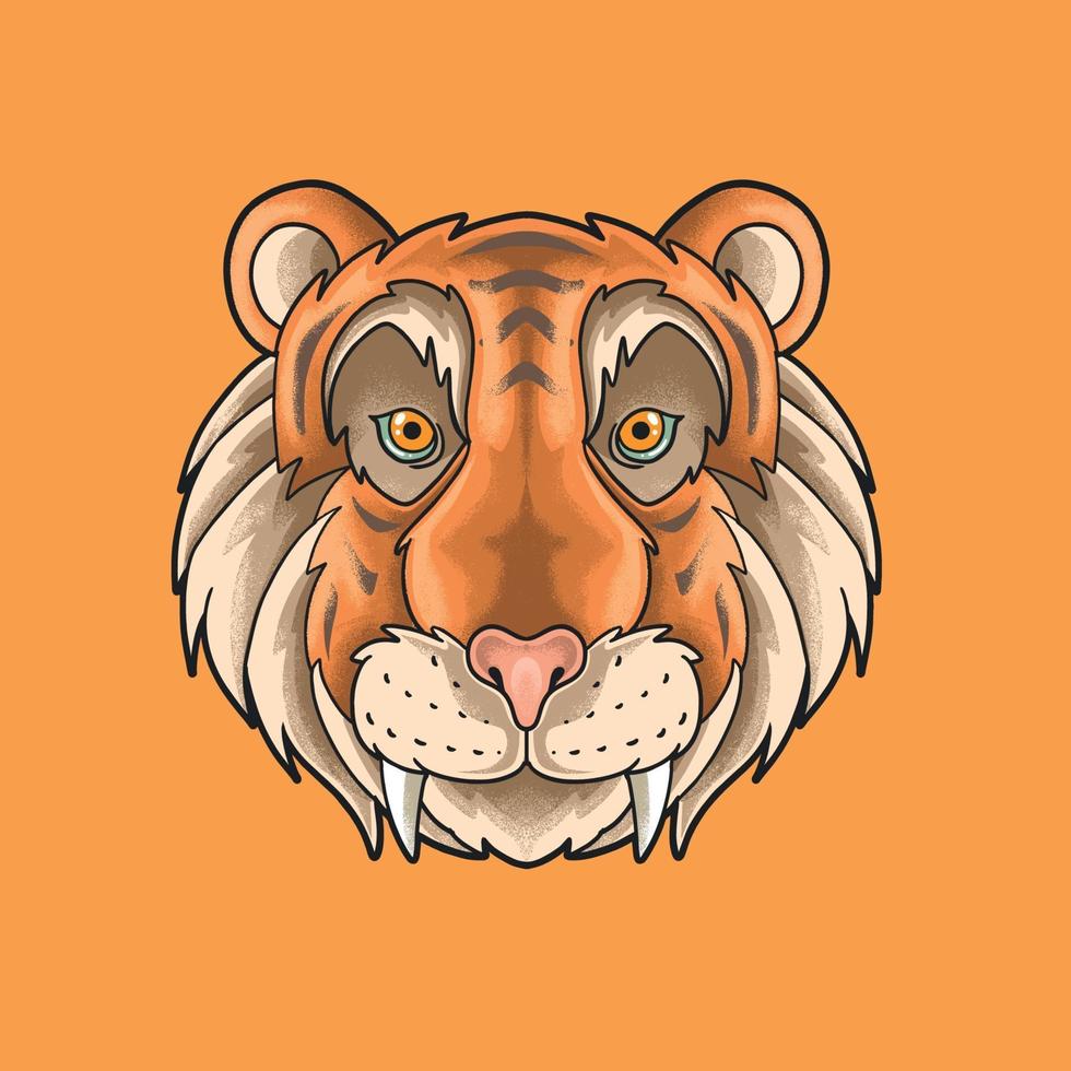 schattige tijger hoofd illustratie grunge stijl vector
