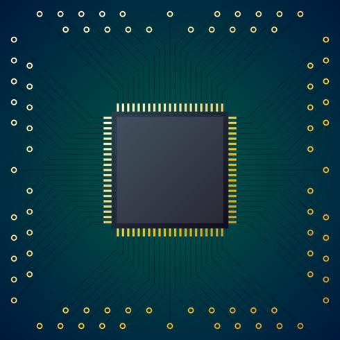 Printplaat met chip CPU-processor Vector achtergrond