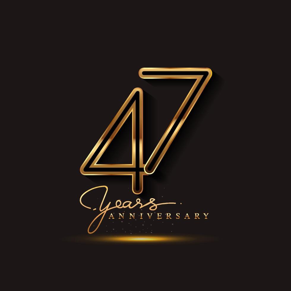 47 jaar jubileum logo gouden gekleurd geïsoleerd op zwarte achtergrond vector