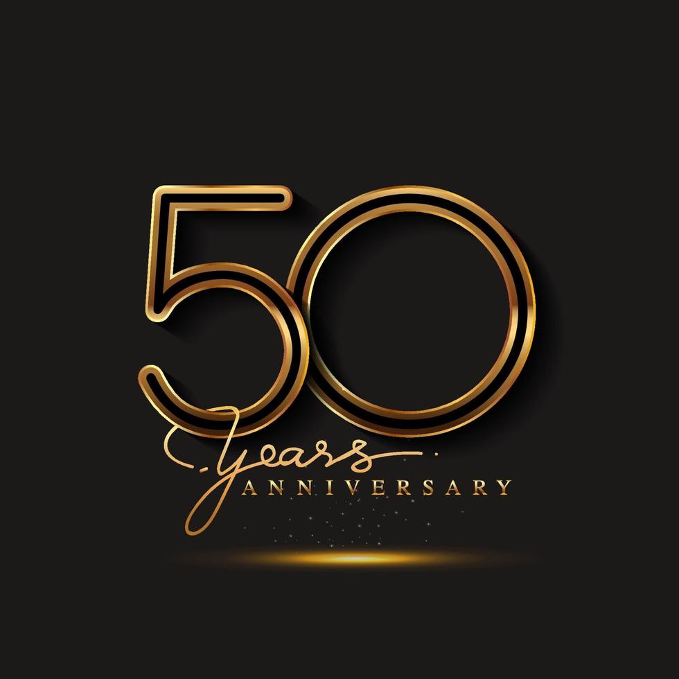 50 jaar jubileum logo gouden gekleurd geïsoleerd op zwarte achtergrond vector