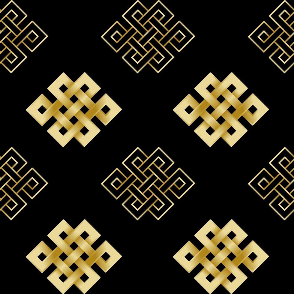 naadloos patroon van gouden eindeloze knoop vector
