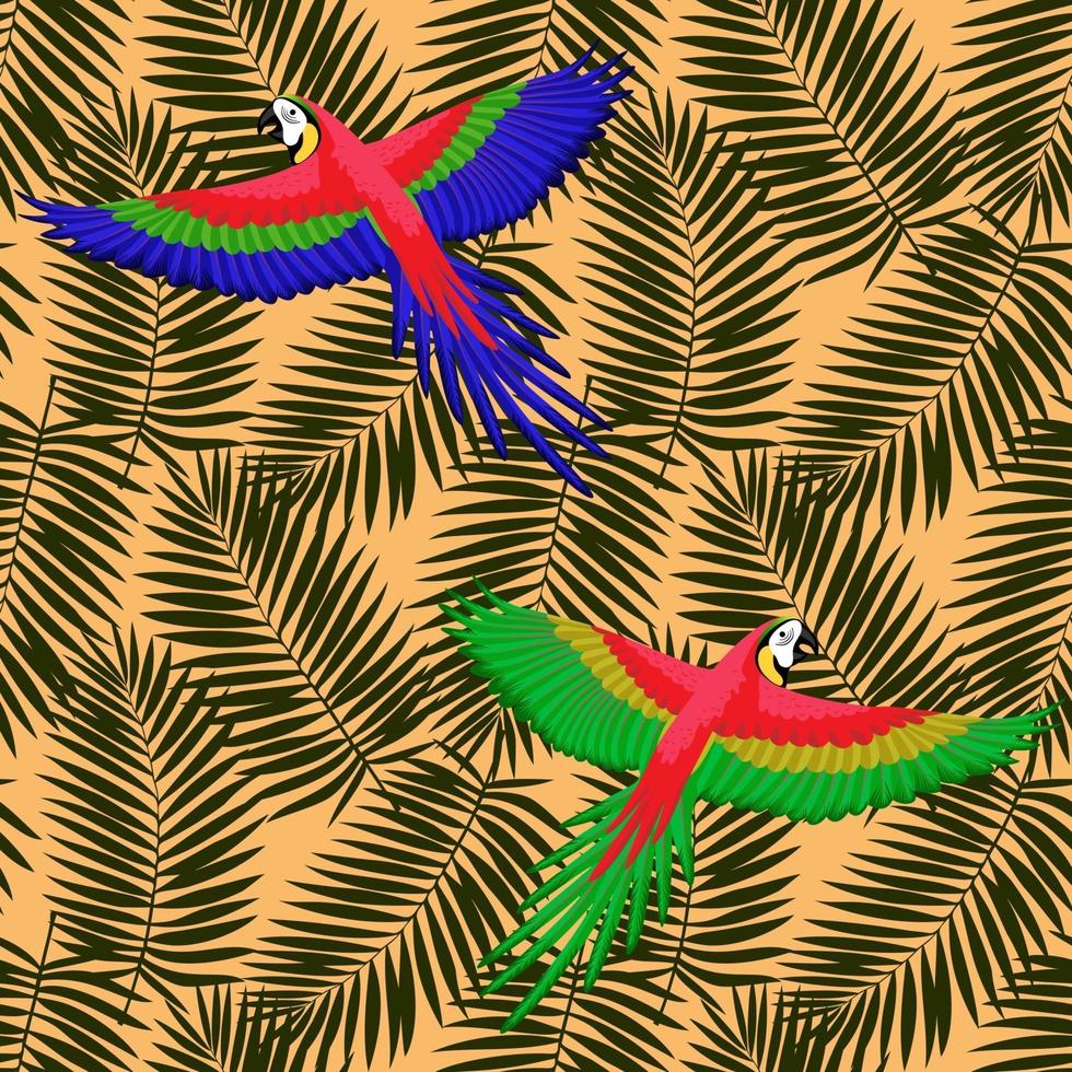 papegaaien en palmbladeren naadloos patroon vector