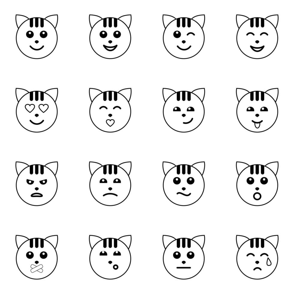 emotionele kattengezicht pictogrammen vector