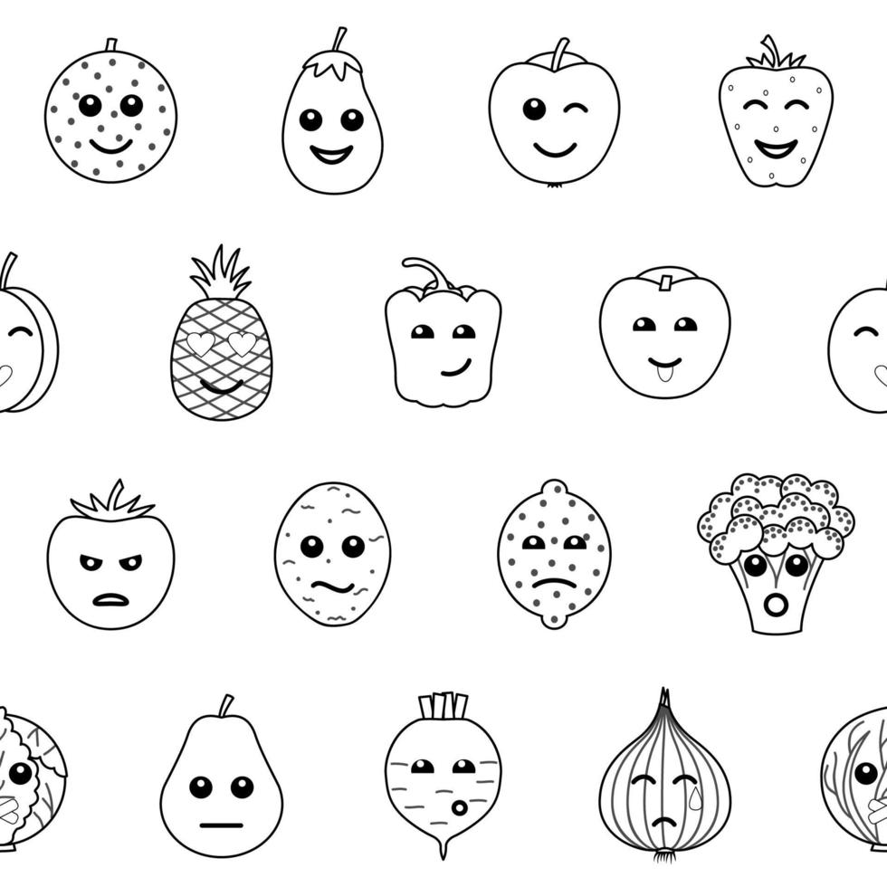 groenten en fruit gezicht naadloos patroon vector