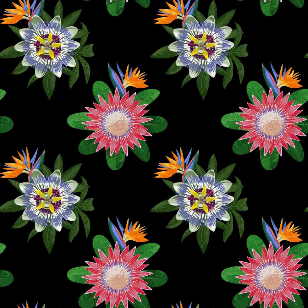 naadloos patroon met tropische bloemen vector