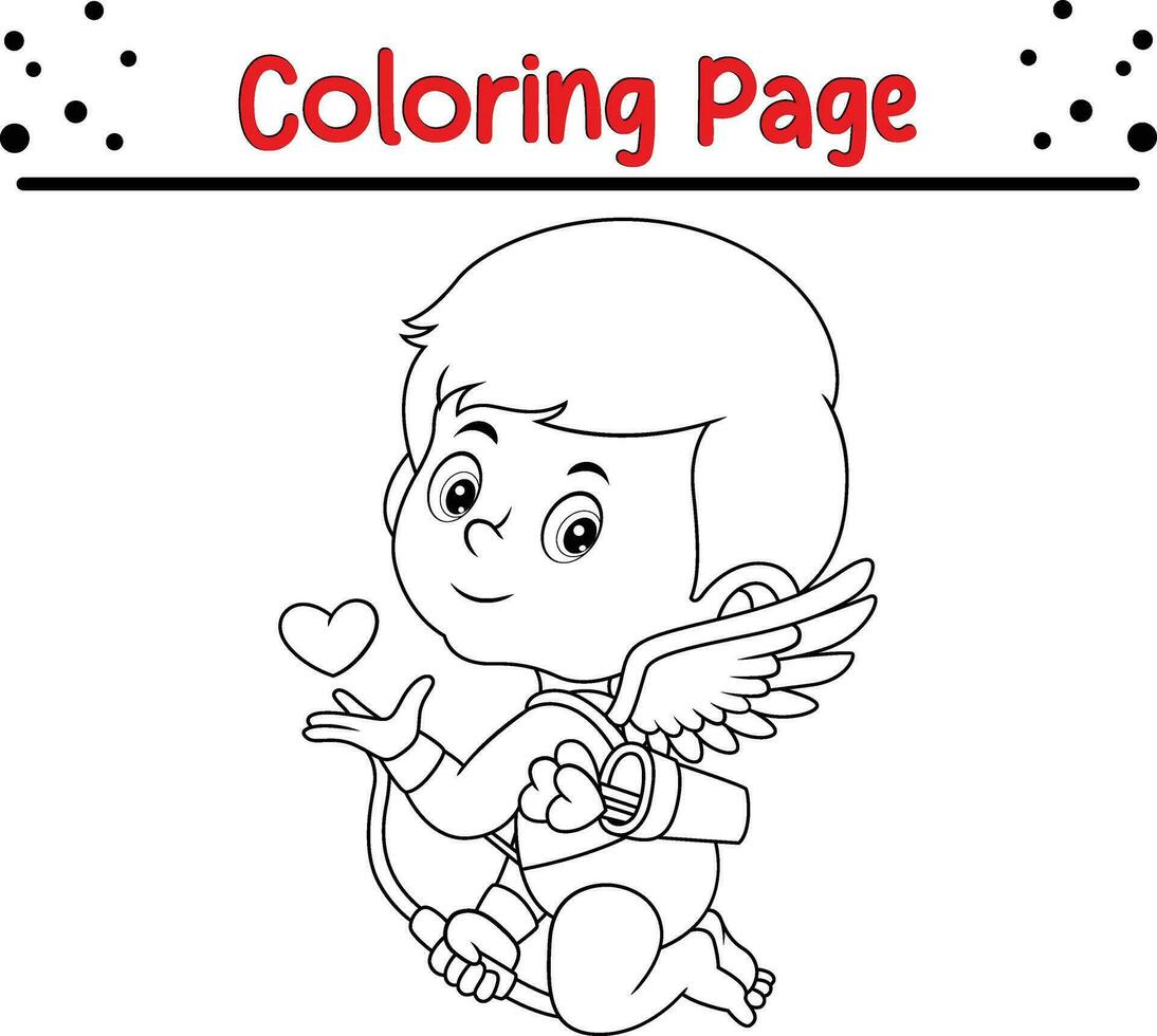 schattig Cupido Holding liefde boog pijl kleur bladzijde voor kinderen. vector illustratie kleur boek.