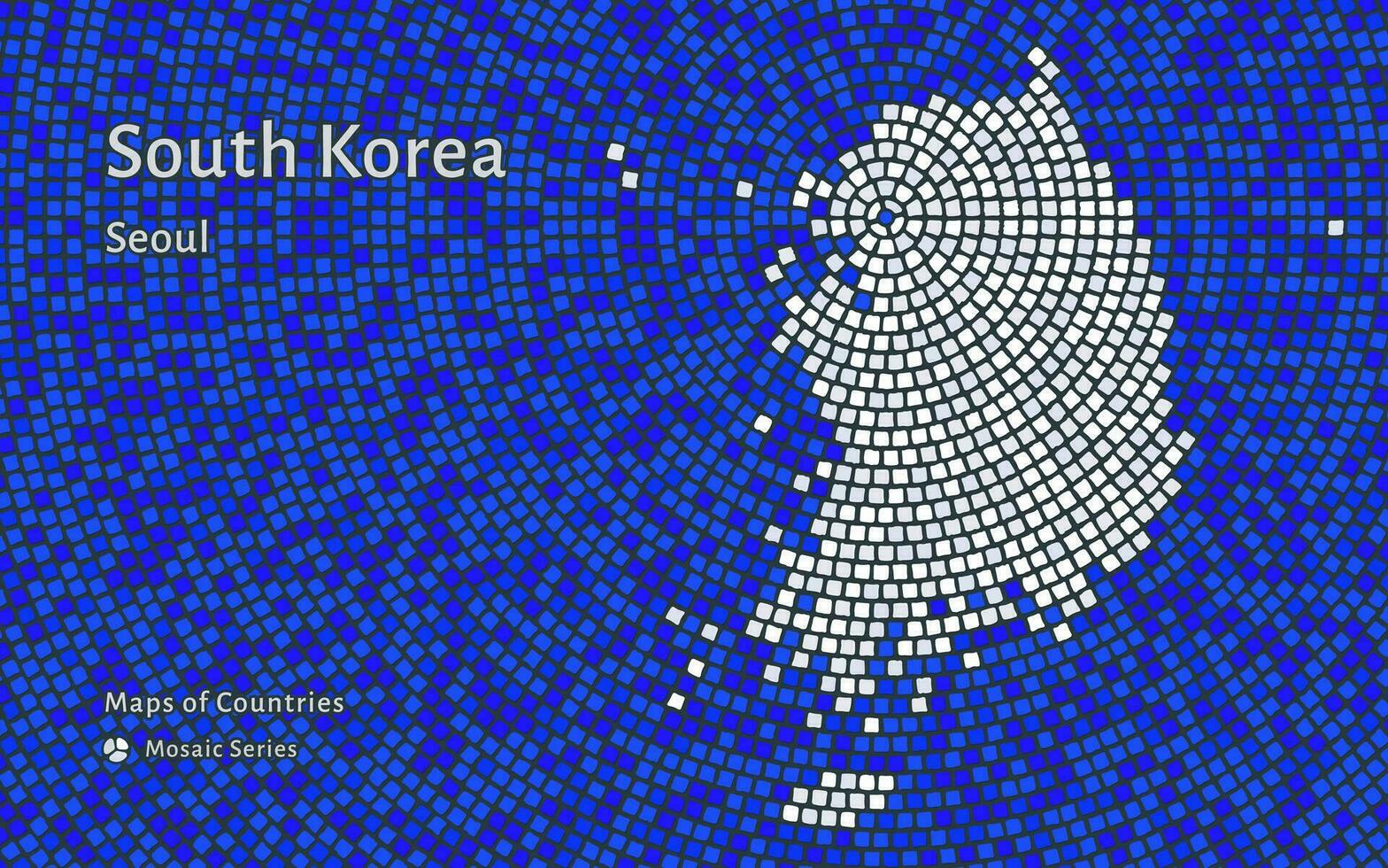 zuiden Korea blauw kaart met een hoofdstad van Seoel getoond in een mozaïek- patroon vector