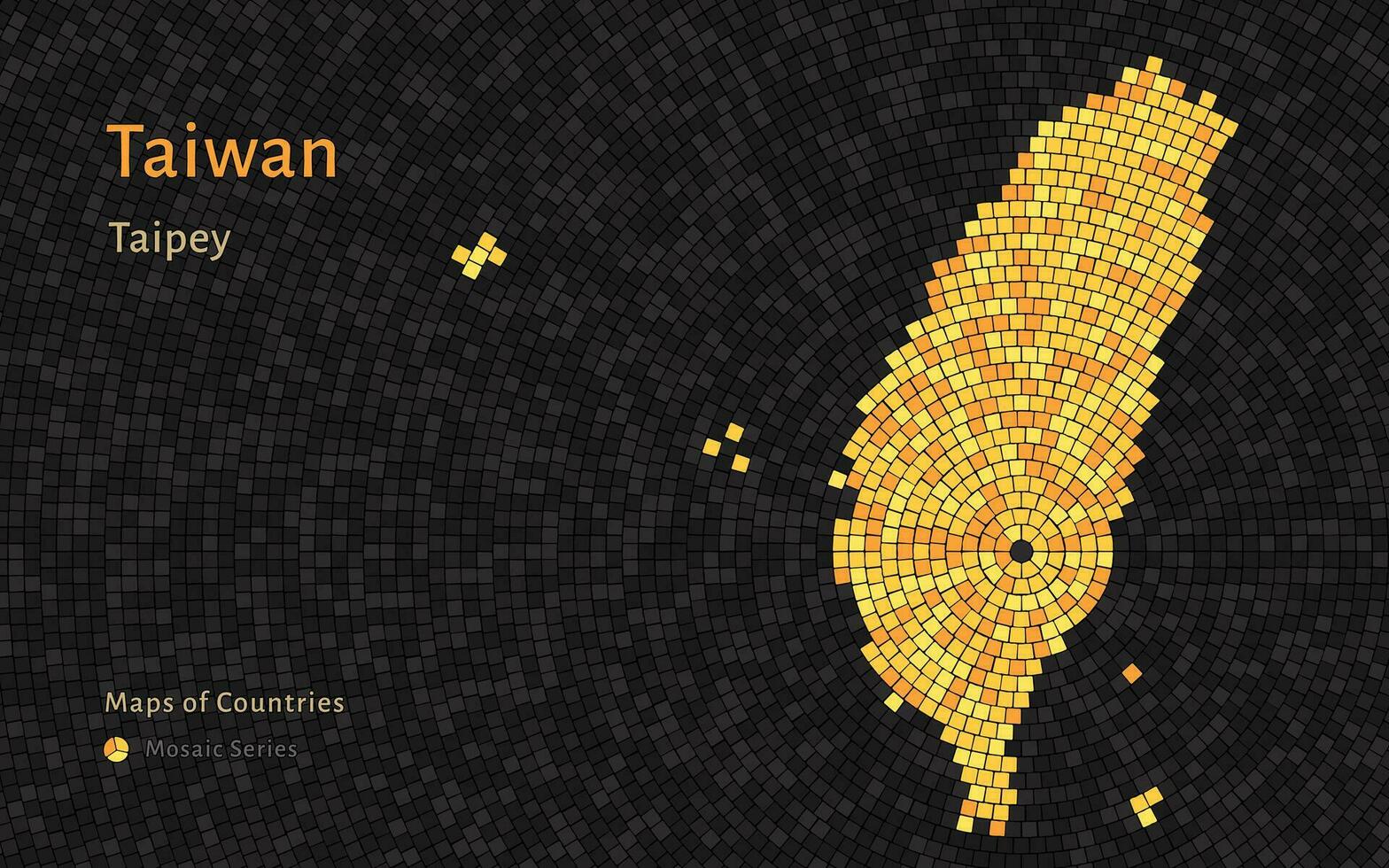 Taiwan kaart met een hoofdstad van Taipei getoond in een mozaïek- patroon vector
