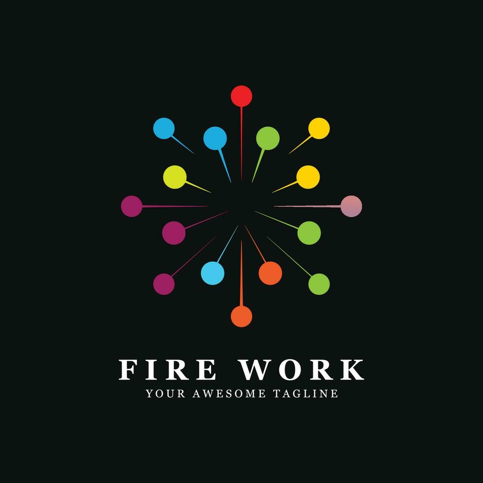 vuurwerk logo vector icoon illustratie ontwerp