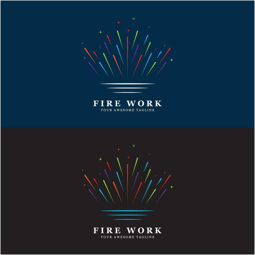 vuurwerk logo vector icoon illustratie ontwerp