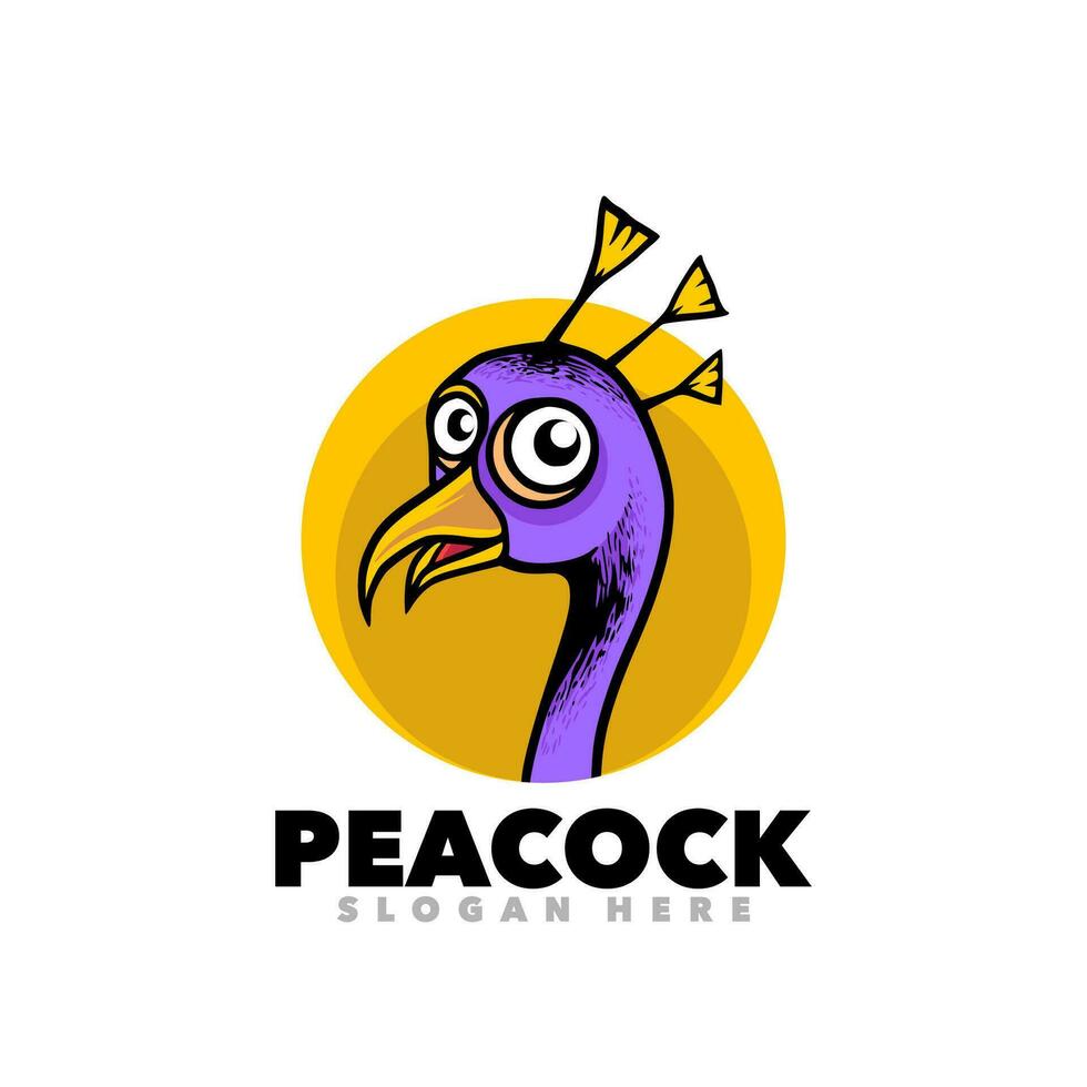 Pauw mascotte tekenfilm logo ontwerp vector