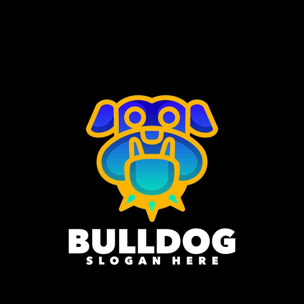 bulldog hoofd lijn helling logo vector