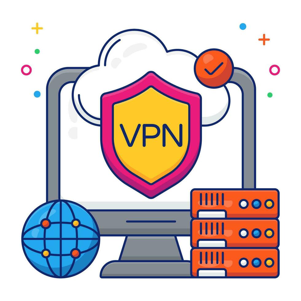 bewerkbare ontwerp icoon van wolk vpn vector