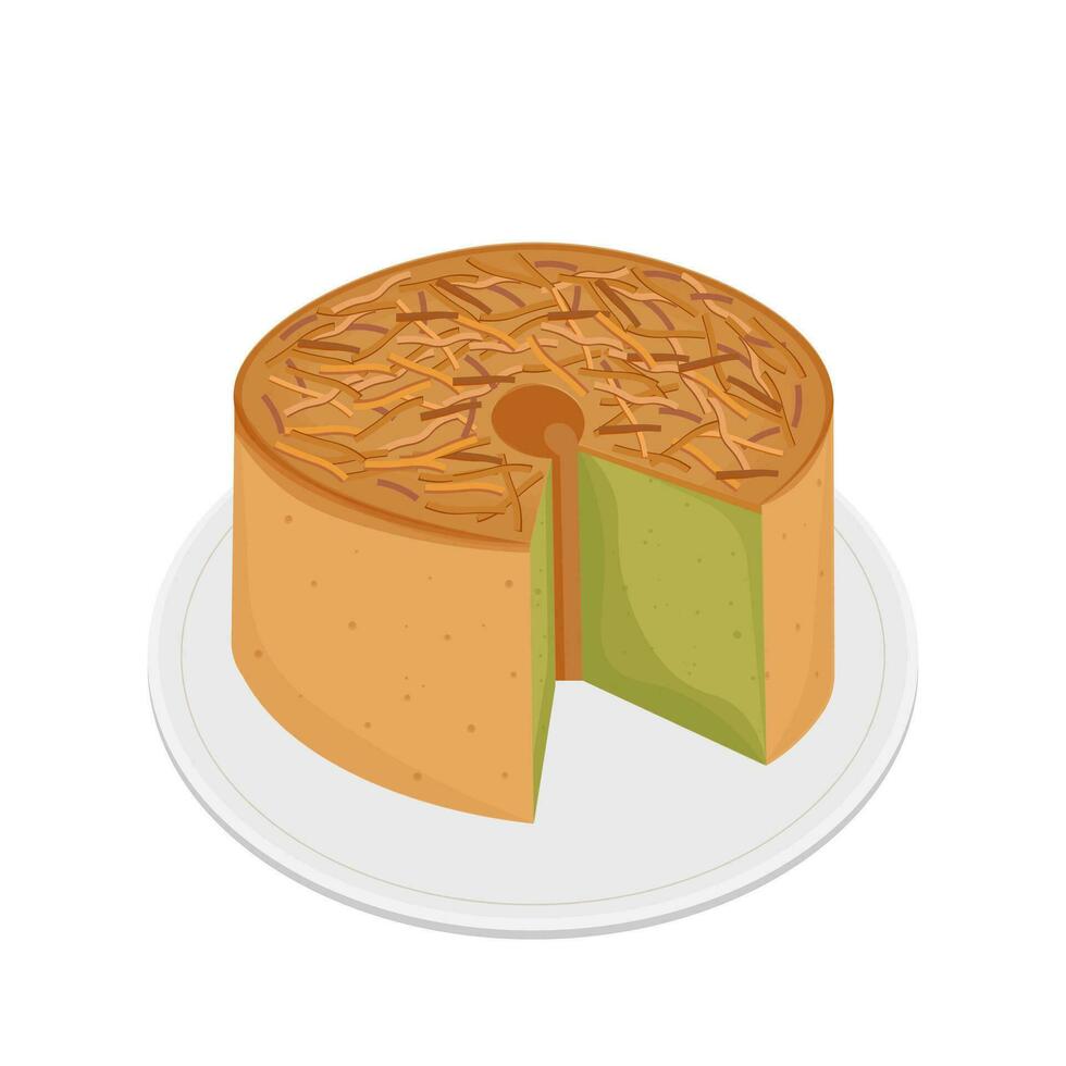 logo illustratie van pandan chiffon taart of groen chiffon taart vector