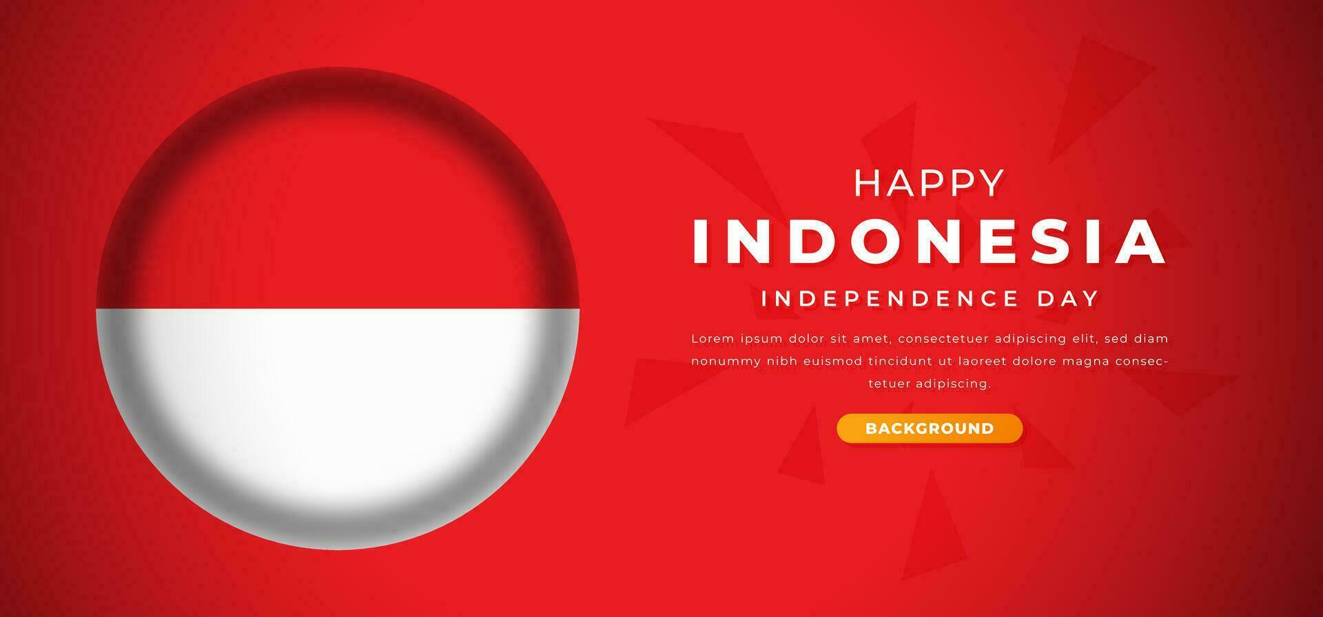 gelukkig Indonesië onafhankelijkheid dag ontwerp papier besnoeiing vormen achtergrond illustratie voor poster, banier, reclame, groet kaart vector